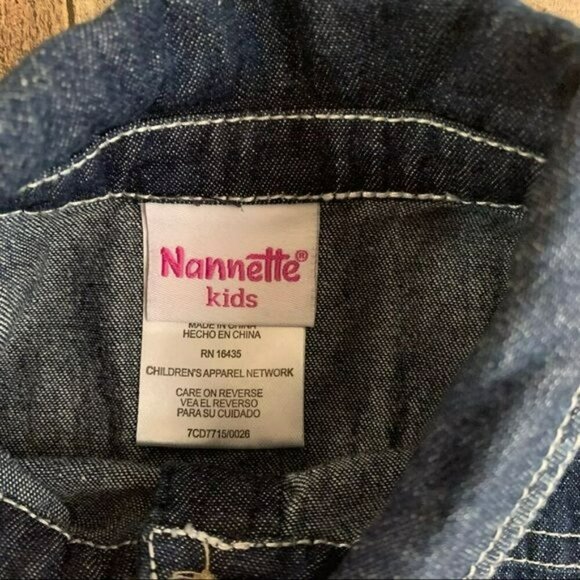 Nannette Kids Girls Size 2T Denim And Tulle Dress With Embroidered Roses - Picture 6 of 8